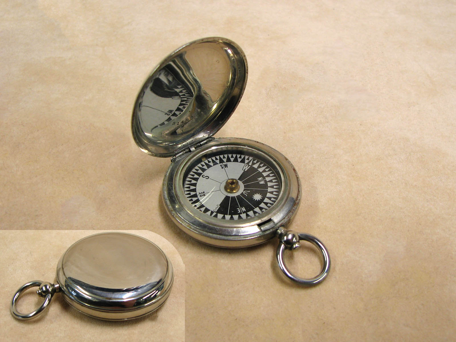 WW1 Dennison MK V pocket compass with Singers Patent style dial dated 1916